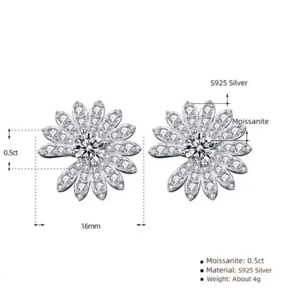 Certified 1ct. t.w. Diamond Moissanite Daisy Flower Stud Earrings NEW